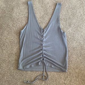 American Eagle Lace Up Soft & Sexy Rib Tank